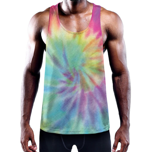 Pastel Spiral Tie Dye Print Training Tank Top