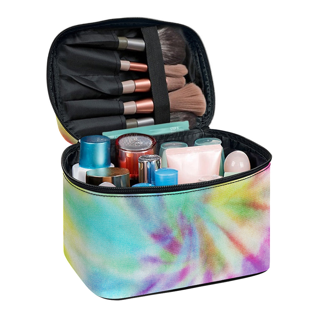 Pastel Spiral Tie Dye Print Travel Makeup Bag