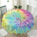 Pastel Spiral Tie Dye Print Waterproof Round Tablecloth