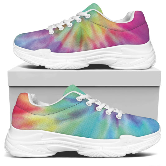 Pastel Spiral Tie Dye Print White Chunky Shoes