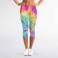 Pastel Spiral Tie Dye Print Women's Capri Leggings
