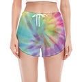 Pastel Spiral Tie Dye Print Women's Split Running Shorts