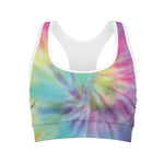 Pastel Spiral Tie Dye Print Women's Sports Bra