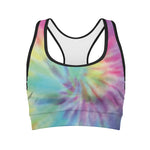 Pastel Spiral Tie Dye Print Women's Sports Bra
