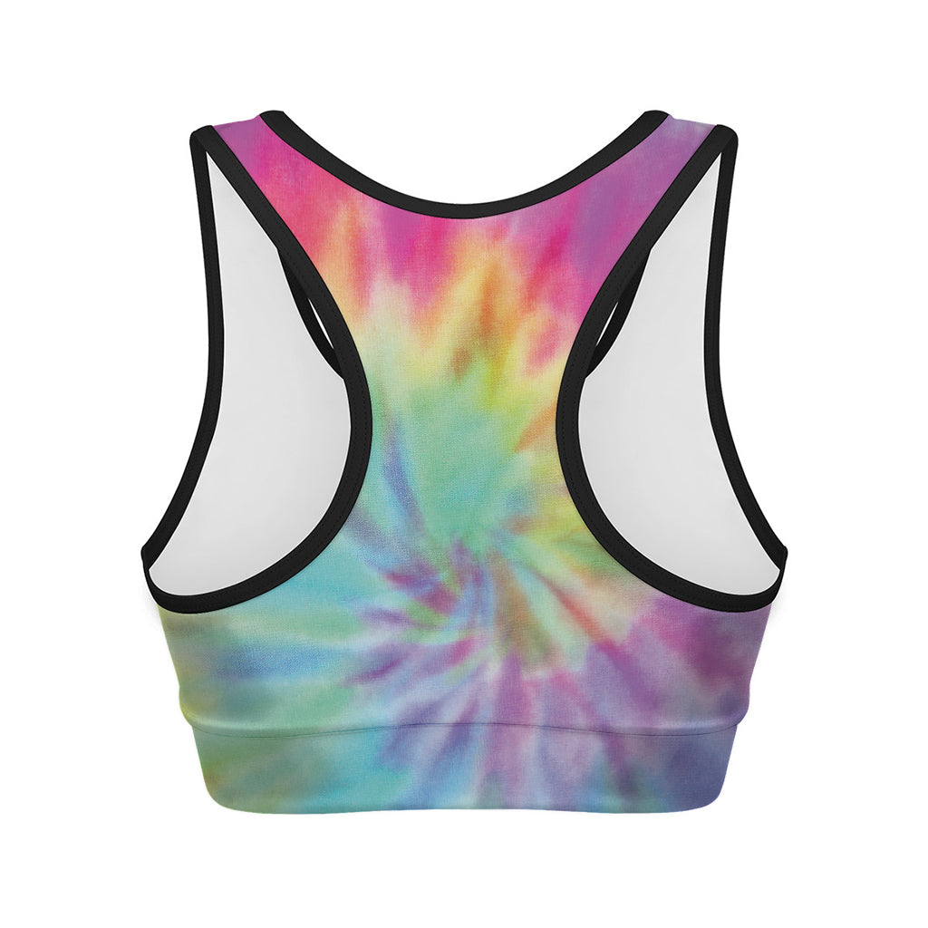 Pastel Spiral Tie Dye Print Women's Sports Bra