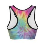 Pastel Spiral Tie Dye Print Women's Sports Bra