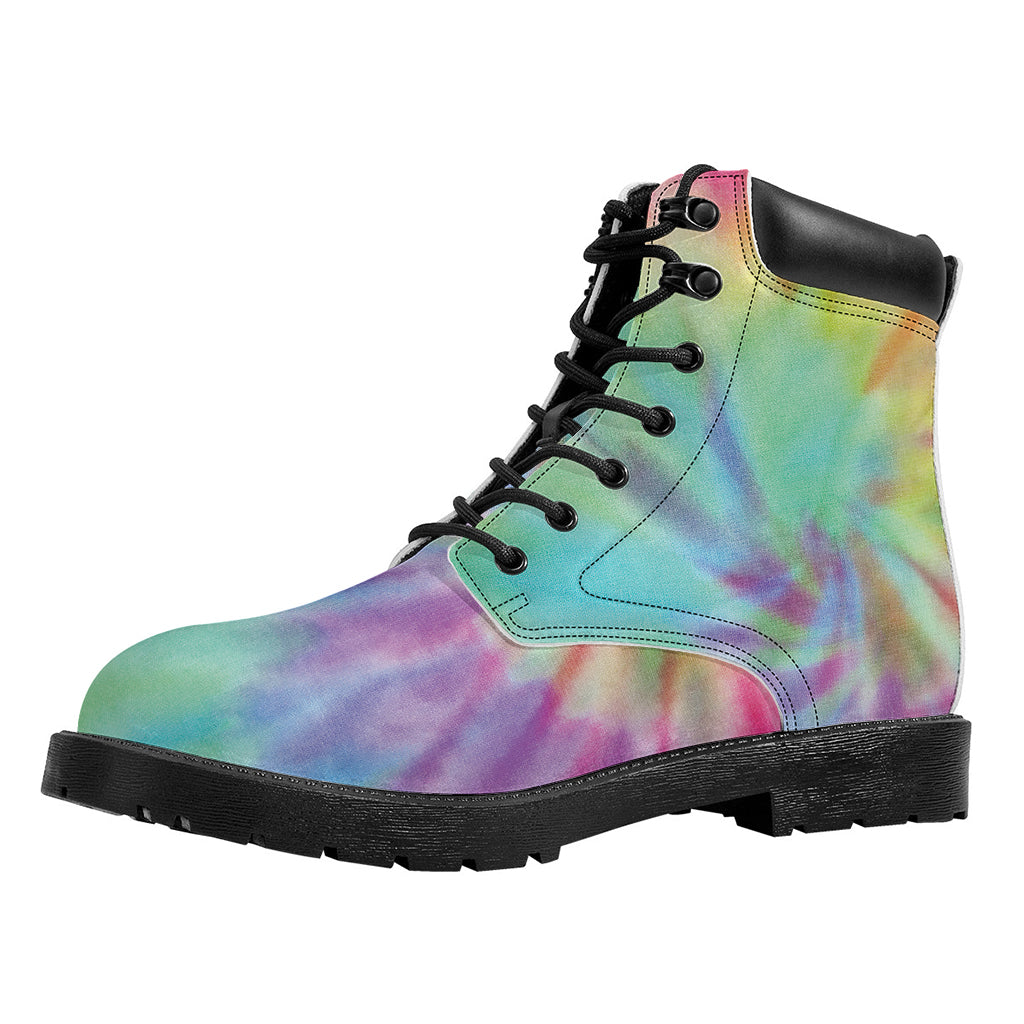 Pastel Spiral Tie Dye Print Work Boots