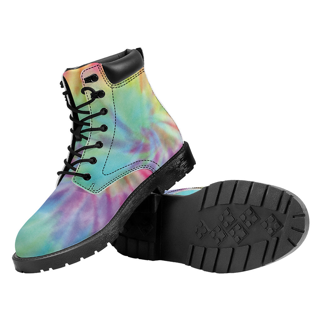 Pastel Spiral Tie Dye Print Work Boots
