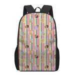 Pastel Striped Cupcake Pattern Print 17 Inch Backpack