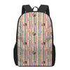 Pastel Striped Cupcake Pattern Print 17 Inch Backpack