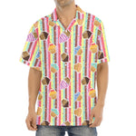 Pastel Striped Cupcake Pattern Print Aloha Shirt