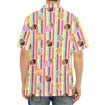 Pastel Striped Cupcake Pattern Print Aloha Shirt