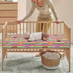 Pastel Striped Cupcake Pattern Print Baby Crib Sheet