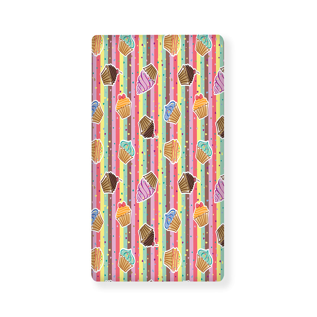 Pastel Striped Cupcake Pattern Print Baby Crib Sheet