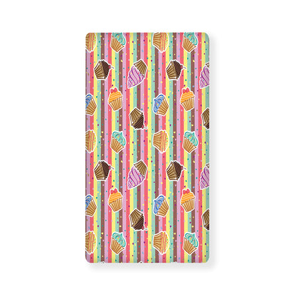 Pastel Striped Cupcake Pattern Print Baby Crib Sheet