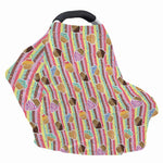 Pastel Striped Cupcake Pattern Print Baby Seat Cover
