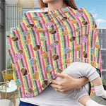 Pastel Striped Cupcake Pattern Print Baby Seat Cover
