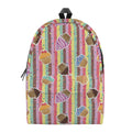 Pastel Striped Cupcake Pattern Print School Backpack