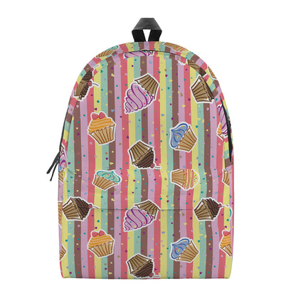 Pastel Striped Cupcake Pattern Print Backpack