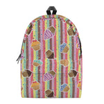 Pastel Striped Cupcake Pattern Print Backpack