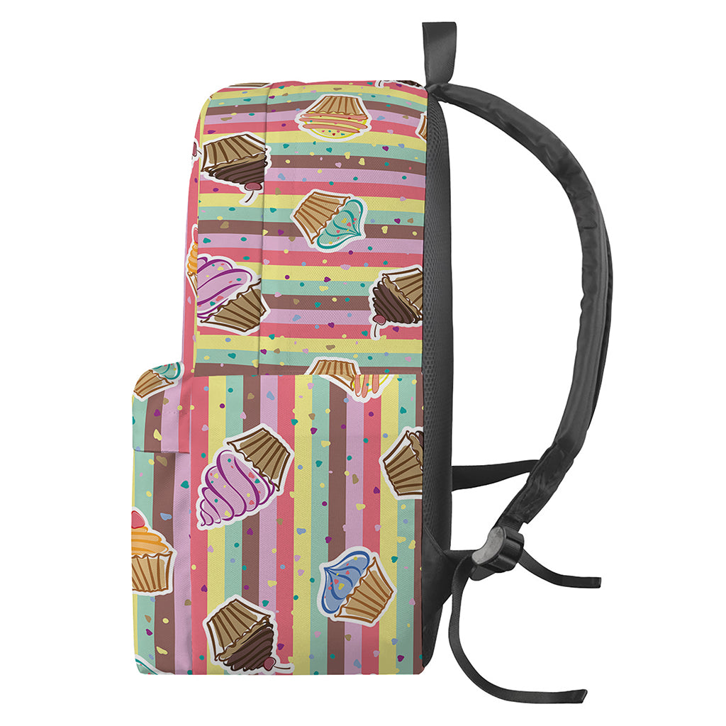 Pastel Striped Cupcake Pattern Print Backpack