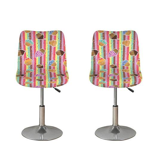Pastel Striped Cupcake Pattern Print Bar Stool Covers