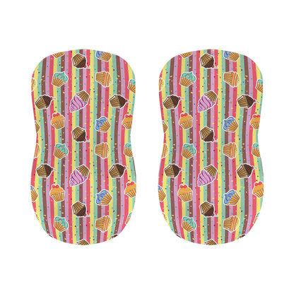 Pastel Striped Cupcake Pattern Print Bar Stool Covers