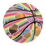 Pastel Striped Cupcake Pattern Print Basketball