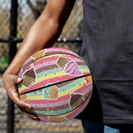 Pastel Striped Cupcake Pattern Print Basketball