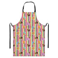Pastel Striped Cupcake Pattern Print Bib Apron With Pocket
