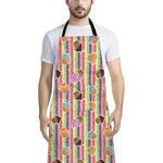 Pastel Striped Cupcake Pattern Print Bib Apron With Pocket