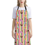 Pastel Striped Cupcake Pattern Print Bib Apron With Pocket
