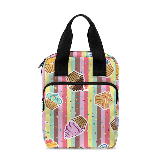 Pastel Striped Cupcake Pattern Print Bible Tote Bag