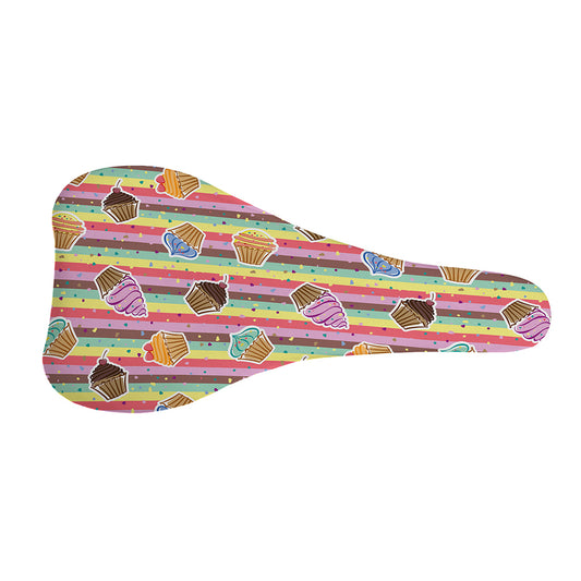 Pastel Striped Cupcake Pattern Print Bicycle Seat Cover