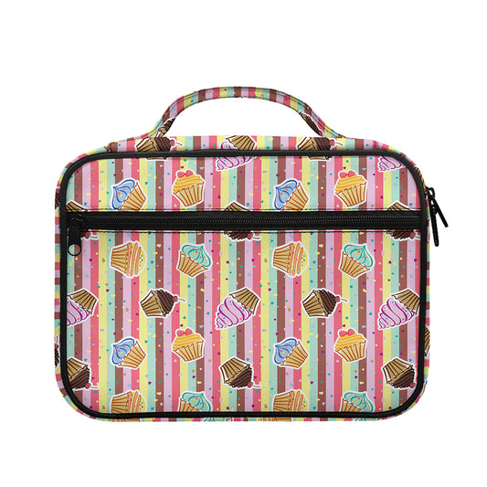 Pastel Striped Cupcake Pattern Print Briefcase Bible Bag