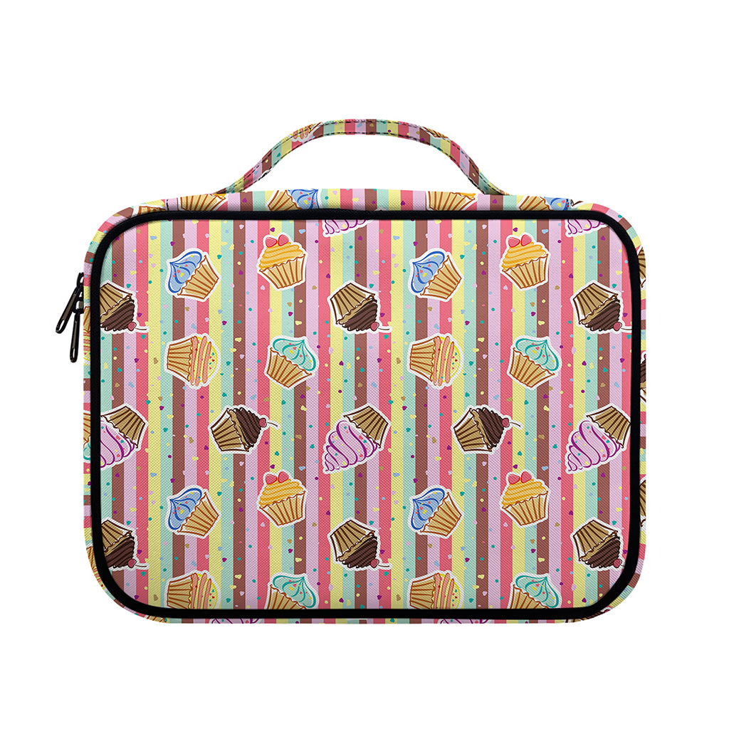 Pastel Striped Cupcake Pattern Print Briefcase Bible Bag