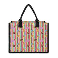 Pastel Striped Cupcake Pattern Print Canvas Tote Bag
