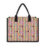 Pastel Striped Cupcake Pattern Print Canvas Tote Bag