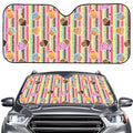 Pastel Striped Cupcake Pattern Print Car Windshield Sun Shade