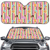 Pastel Striped Cupcake Pattern Print Car Windshield Sun Shade