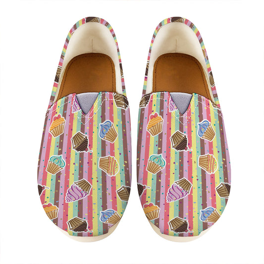 Pastel Striped Cupcake Pattern Print Casual Shoes