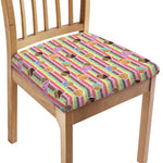 Pastel Striped Cupcake Pattern Print Chair Cushion Cover