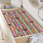 Pastel Striped Cupcake Pattern Print Changing Pad Cover
