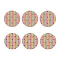 Pastel Striped Cupcake Pattern Print Coaster Set