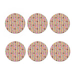 Pastel Striped Cupcake Pattern Print Coaster Set