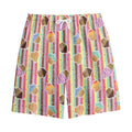 Pastel Striped Cupcake Pattern Print Cotton Shorts