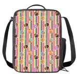 Pastel Striped Cupcake Pattern Print Crossbody Lunch Bag