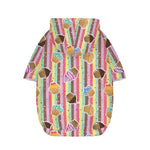 Pastel Striped Cupcake Pattern Print Dog Zip Up Hoodie