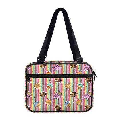 Pastel Striped Cupcake Pattern Print Double Strap Bible Bag