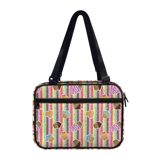 Pastel Striped Cupcake Pattern Print Double Strap Bible Bag